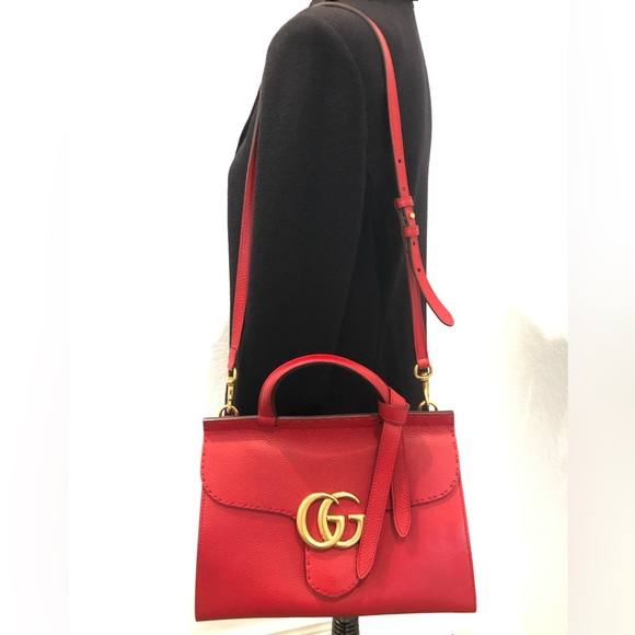 SOLD GUCCI Calfskin GG Marmont Top Handle Bag and Optional Shoulder Strap - Picture 11 of 17